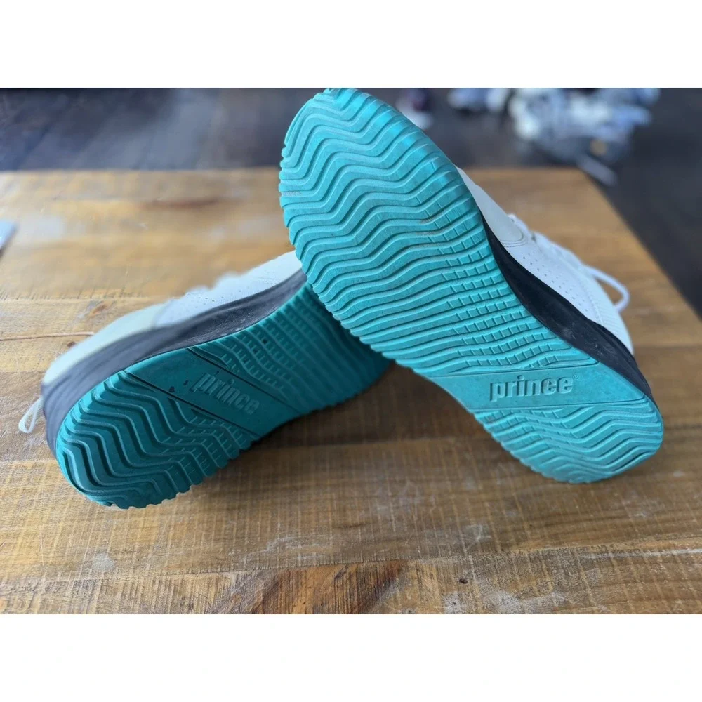 Prince Racquetball /Tennis Shoes Men Size 12 Cream‎ Teal Orange